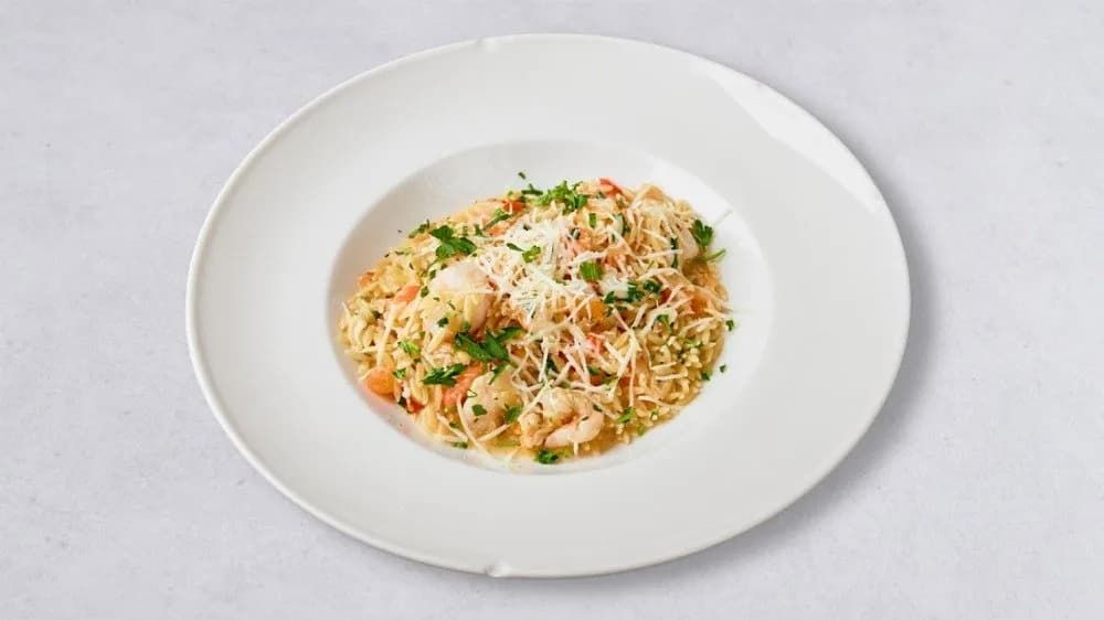 Orzotto me garides ke parmezan