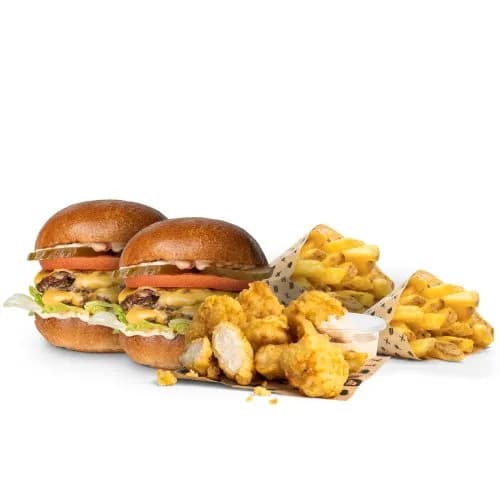 2x DOUBLE SMASH + 2x FRYTKI + POPSY 9 szt.