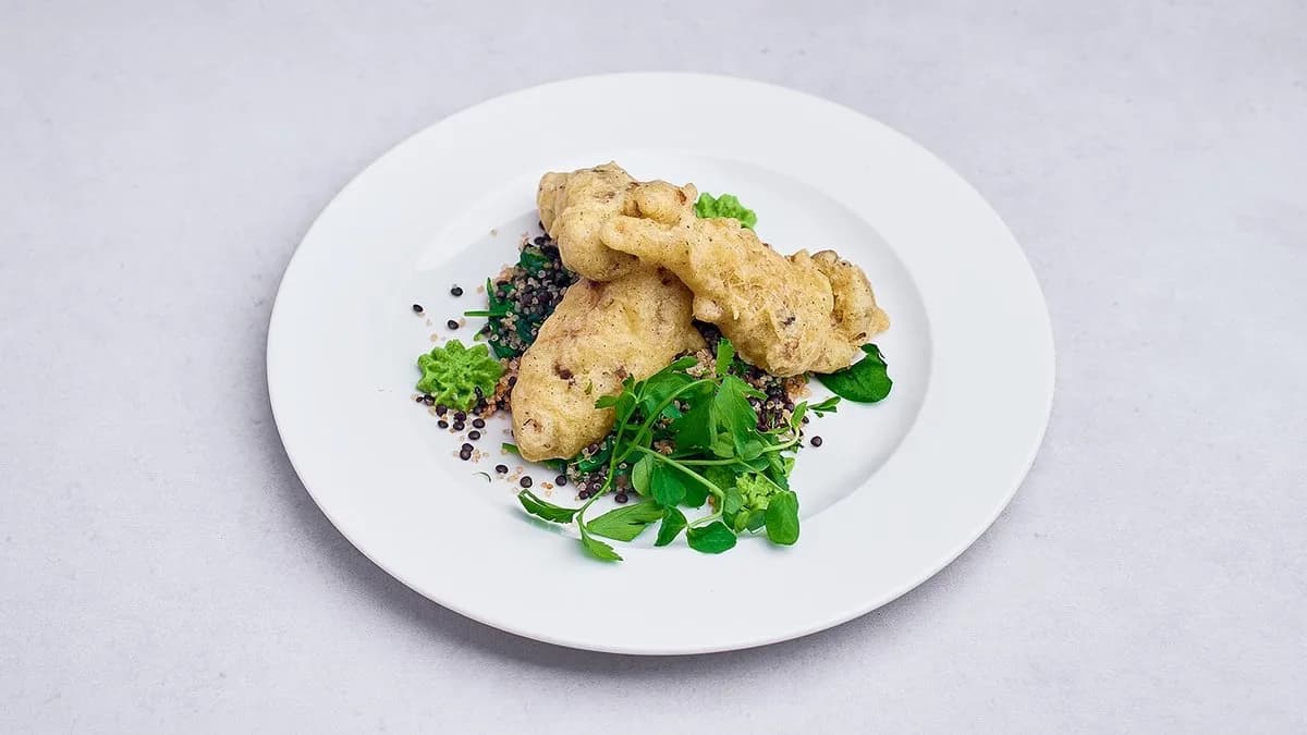 Boczniaki w chrupiącym cieście z czarną soczewicą 🌿