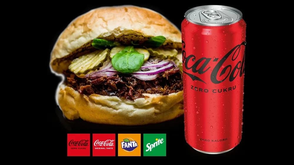 Pulled beef - szarpana wołowina + Coca-Cola zero cukru 330ml