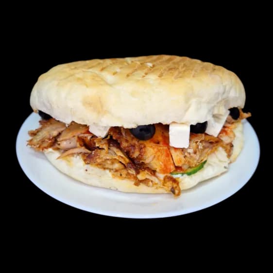 Mały w bułce w stylu Greckim z kurczakiem