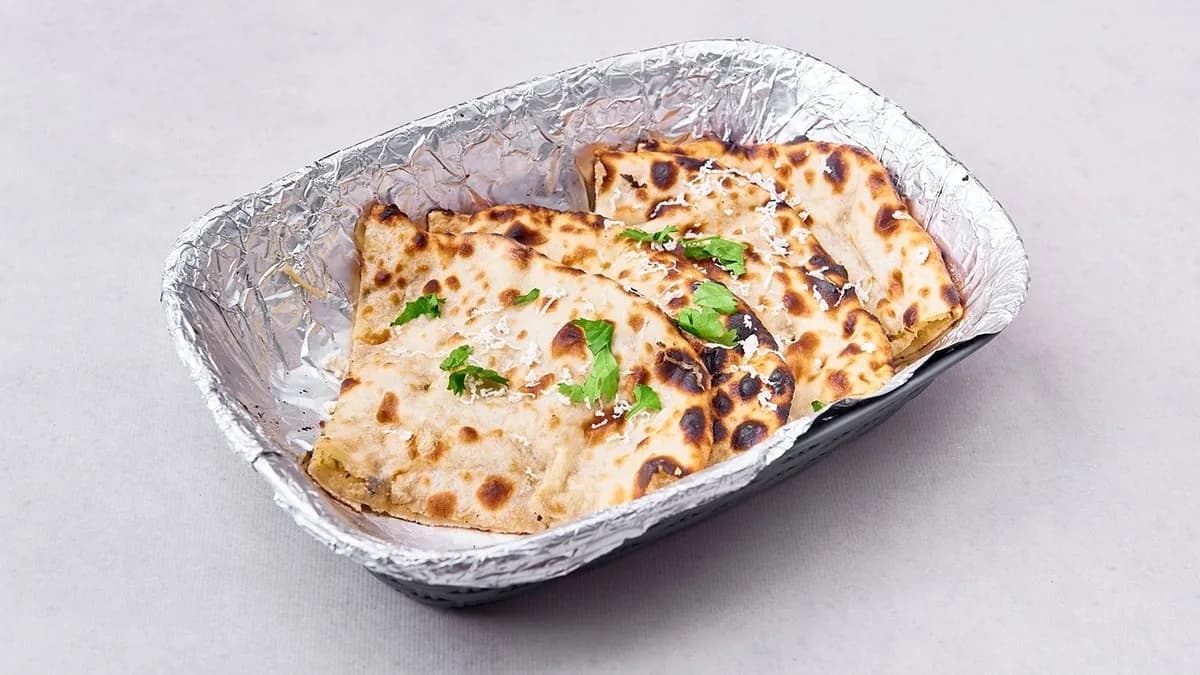 Cheese, garlic, corriander parantha