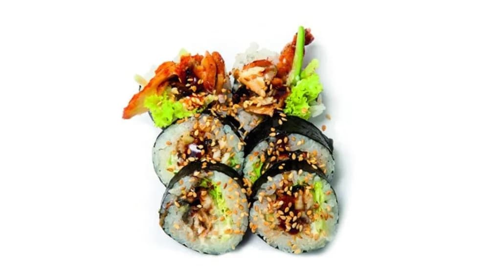 Futomaki z pieczonym węgorzem i słodkim sosem besuto