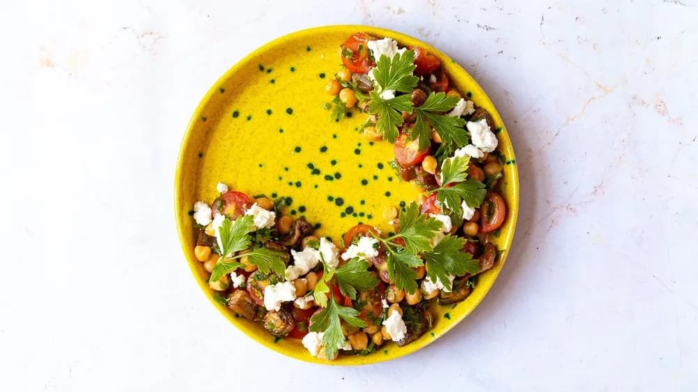 Brinjol and cheese salad