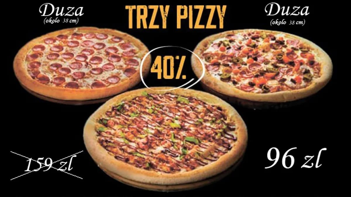 Trzy pizzy DUZE