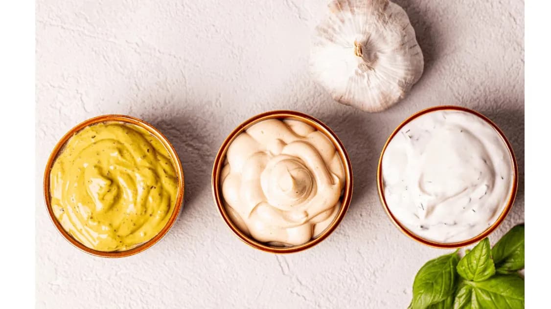 Zestaw 3 sosów: czosnkowy, serowy, bazyliowy