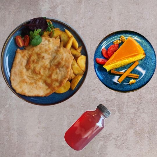 Antrykot + sernik +kompot