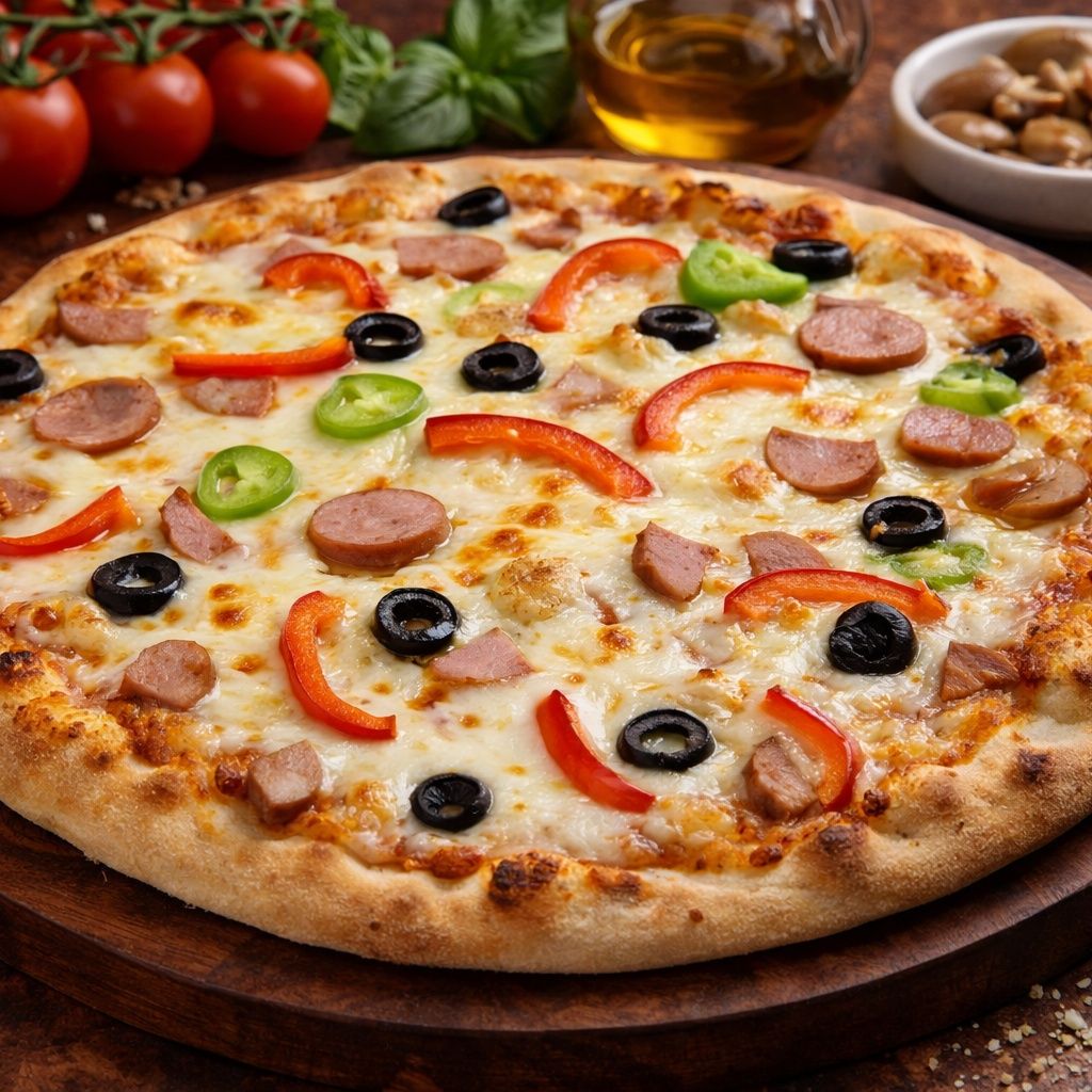 Pizza syryjska z kiełbasą duża