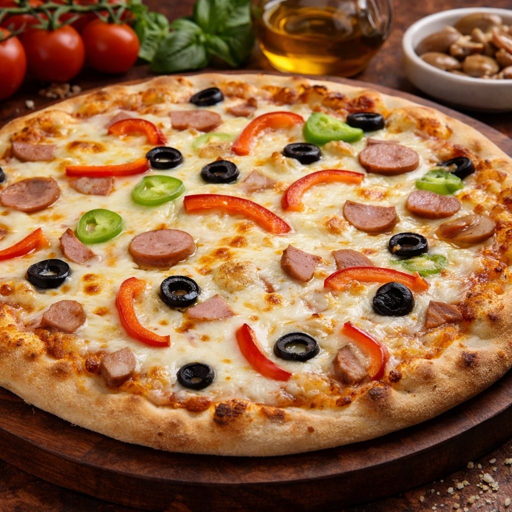 Pizza syryjska z kiełbasą średnia