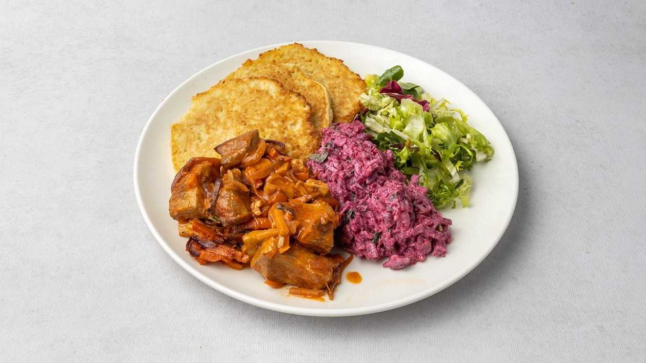 Potato Pancakes with Stew + SOUP