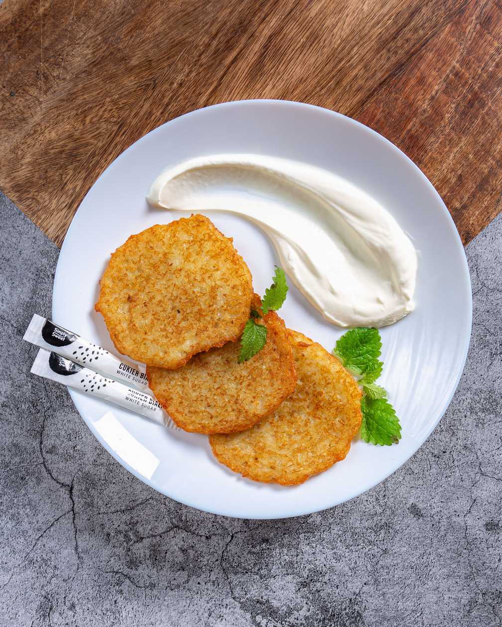 Potato Pancakes with smoked mackerel and tartar sauce