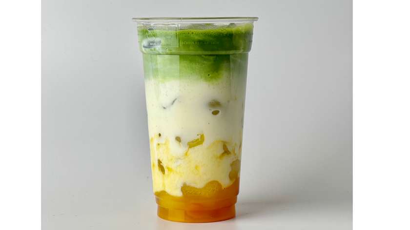 Mango matcha latte