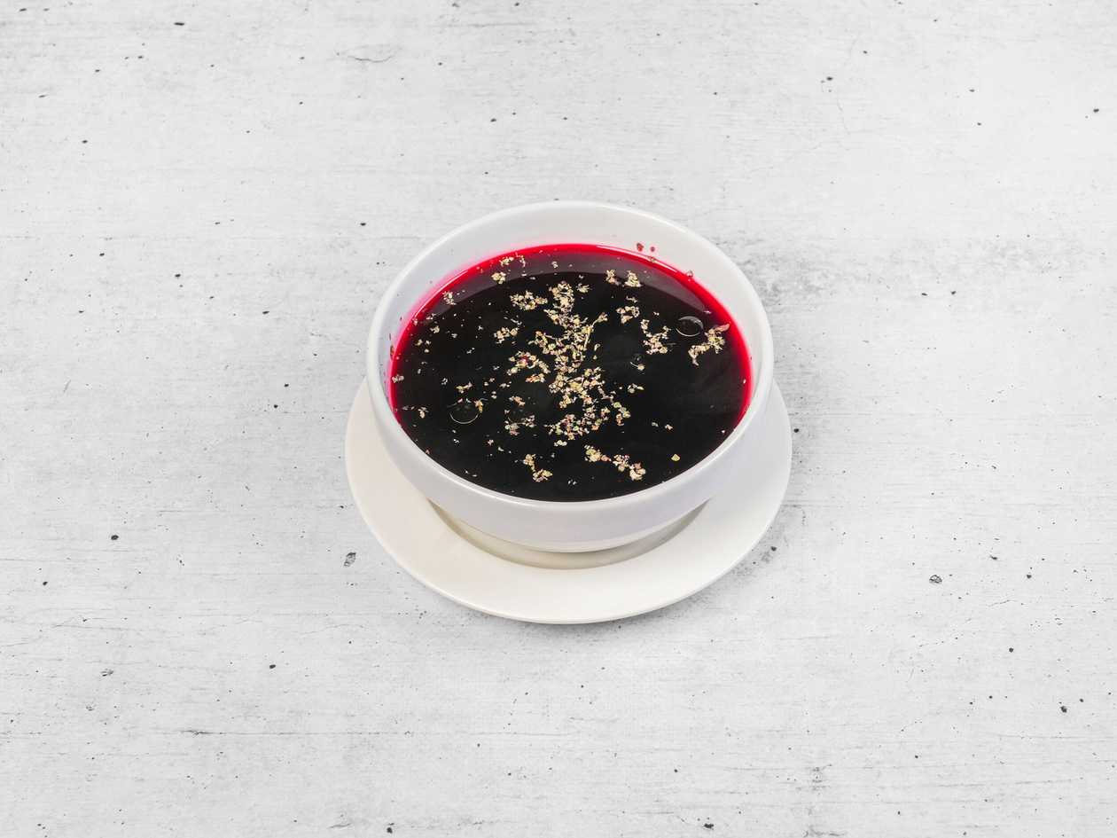 Red Borscht with Small Dumplings