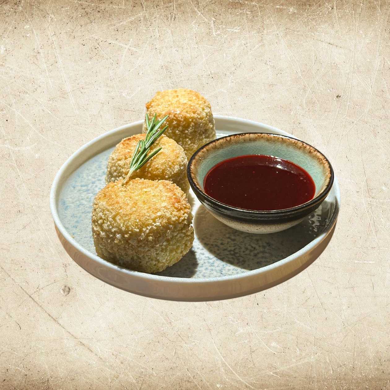 Arancini with Cheese and Cranberry Sauce