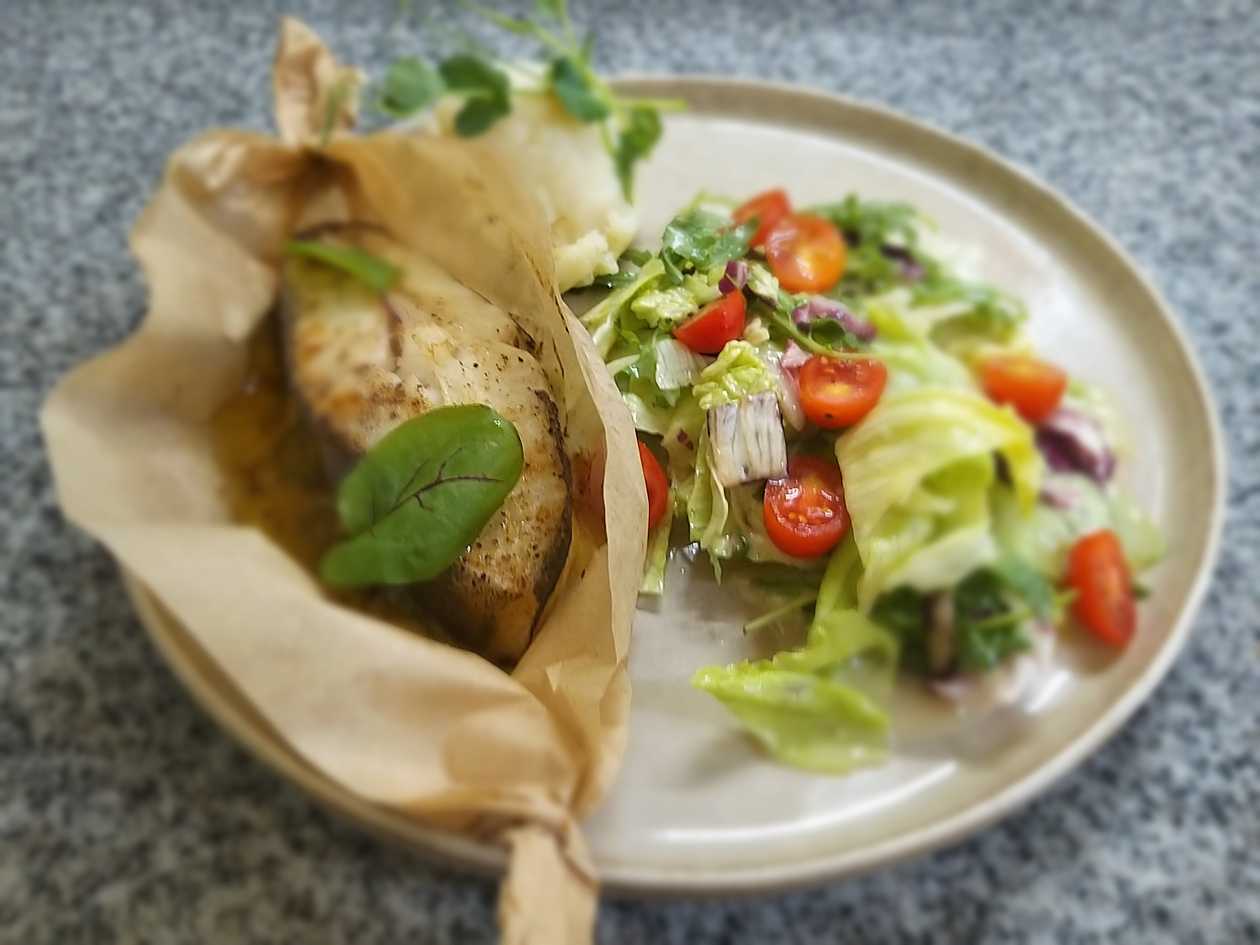 Baked halibut