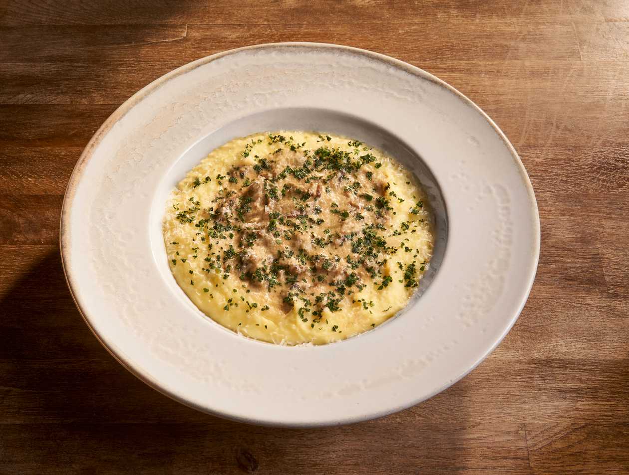 Beef Stroganoff with mashed potatoes and parmesan
