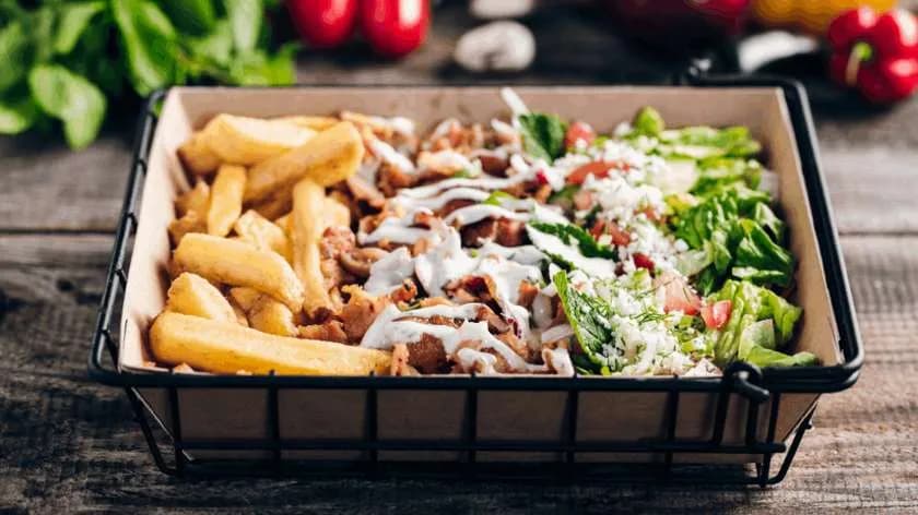 Danie z frytkami "Mięsnyjesz"