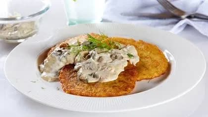 Potato Pancakes with Mushroom Sauce