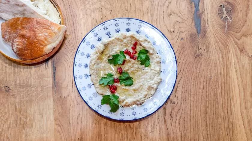 Baba Ganoush with Roasted Aubergine + Pita