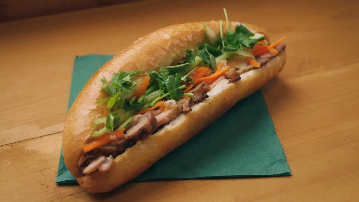 Bánh Mì with sesame-crusted chicken