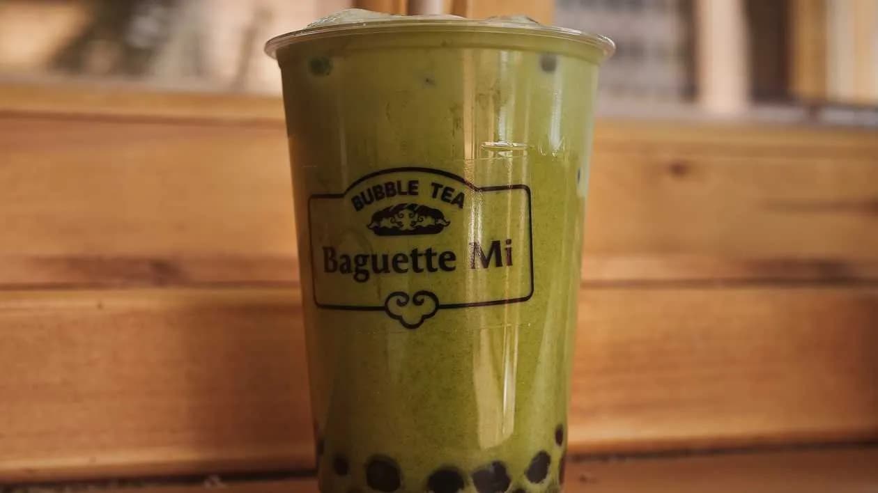 Milk tea with matcha
