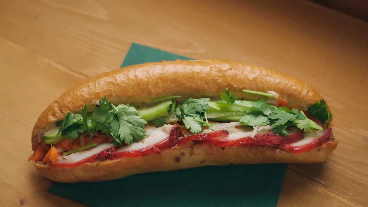 Traditional Bánh Mì with char siu pork and pate