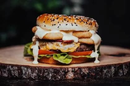 Burger with Onion Rings