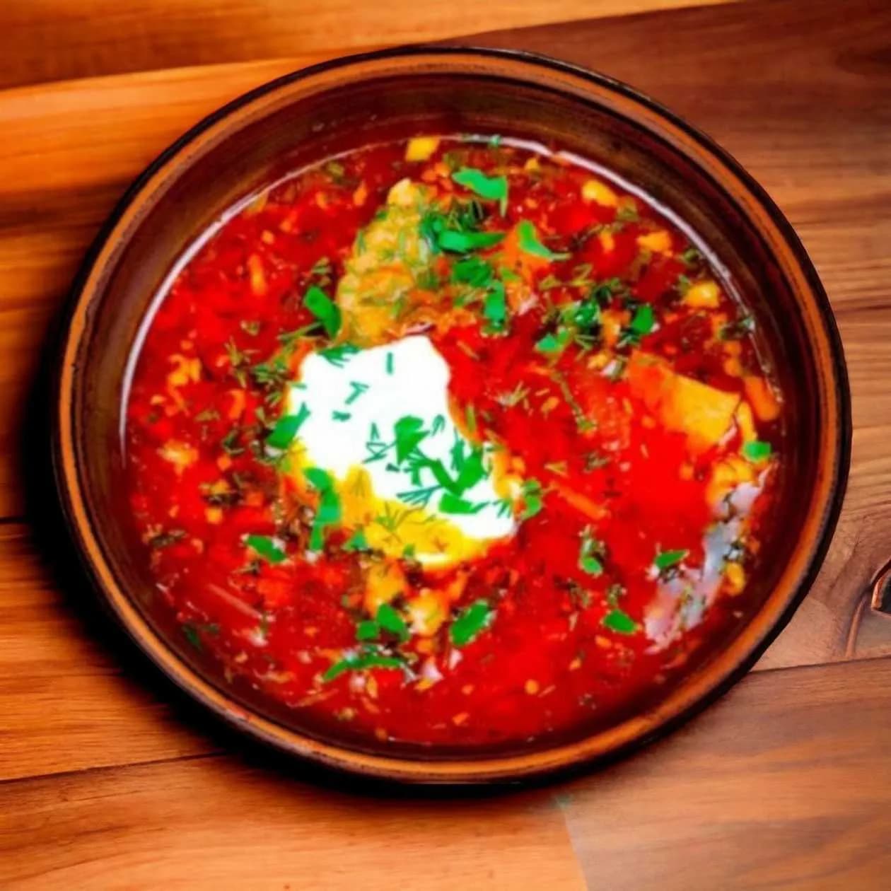 Barszcz ukrainski (chleb ciemny, pasta ze słoniny)