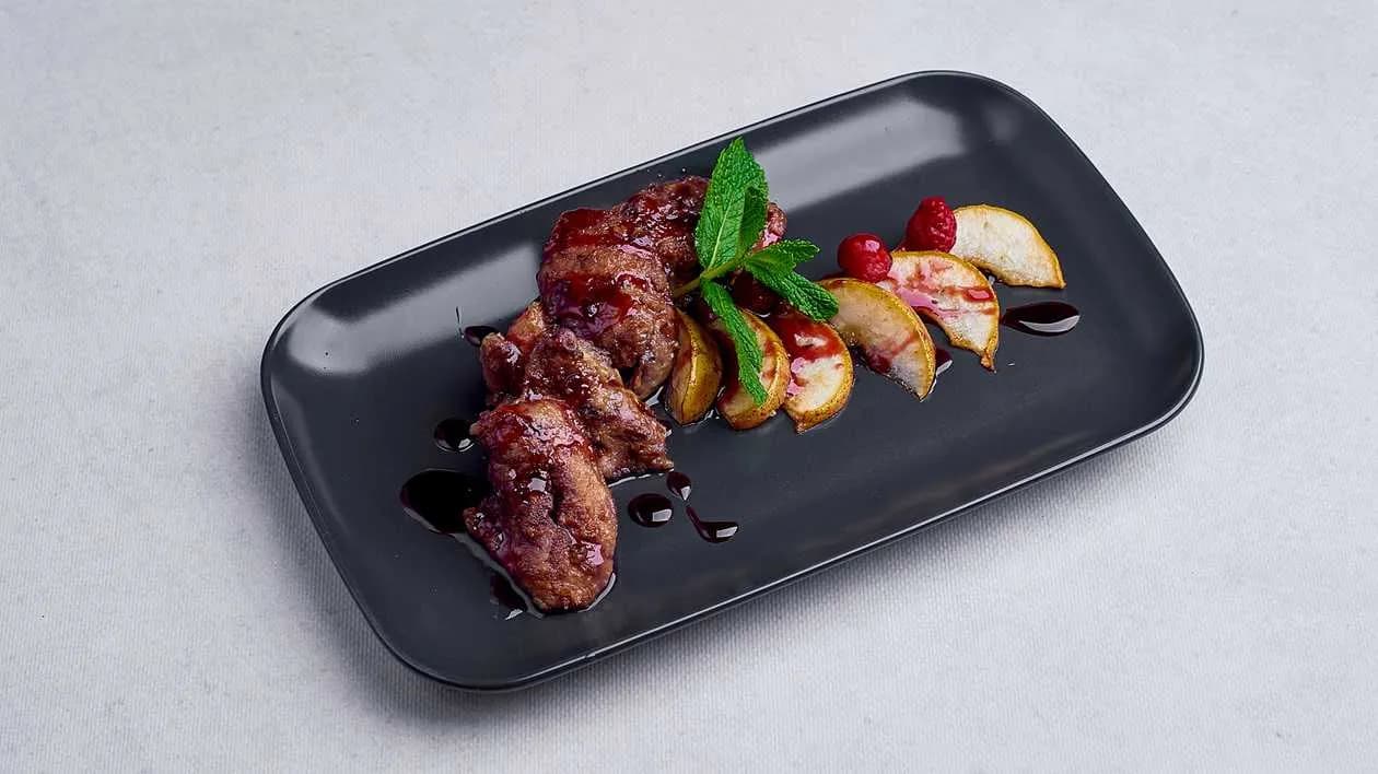 Poultry Liver with Pear and Raspberry Sauce