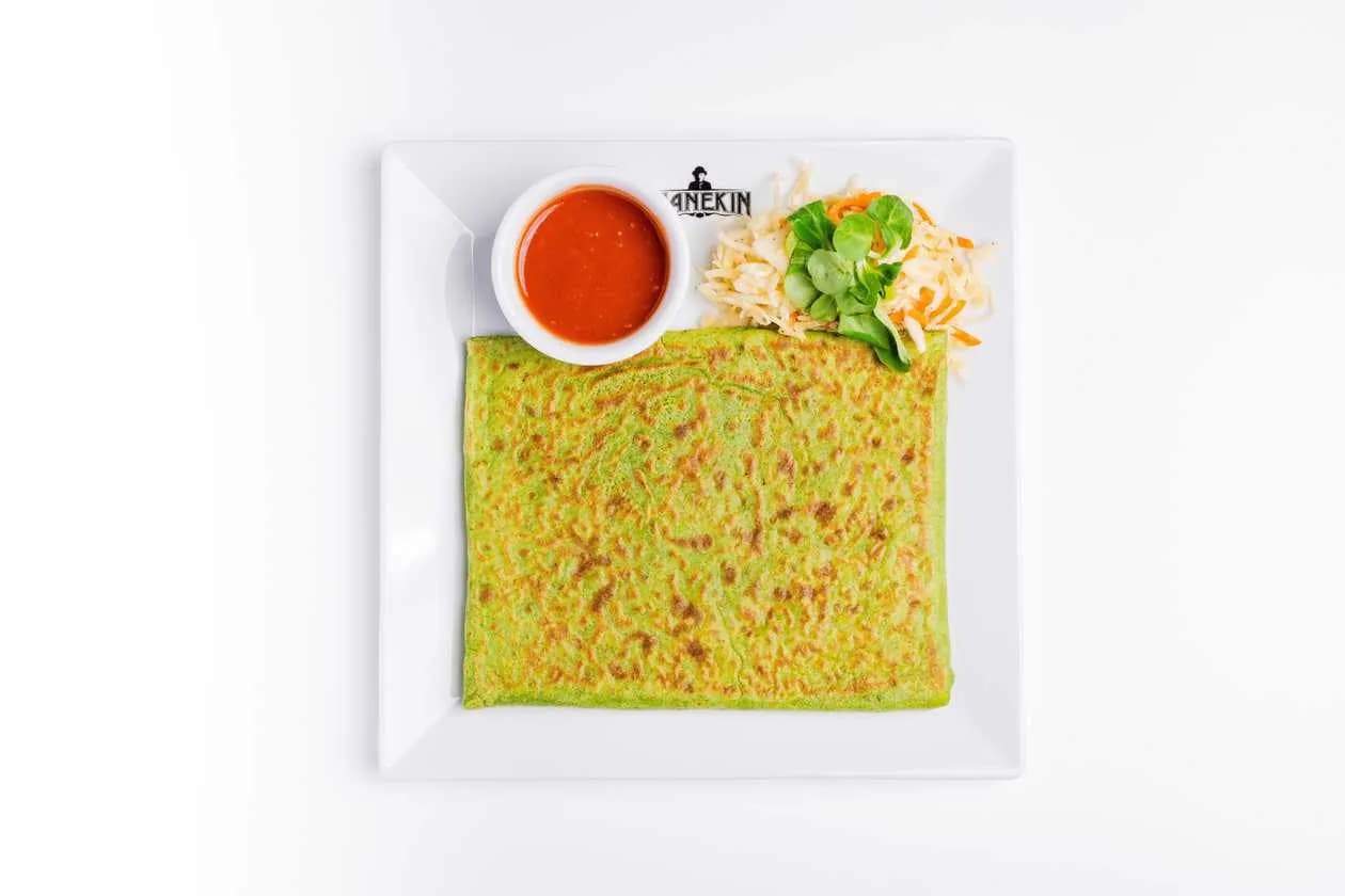 Green Crepe - Cheddar, champignons, chives