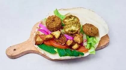 Falafel with Aubergine + Pomegranate