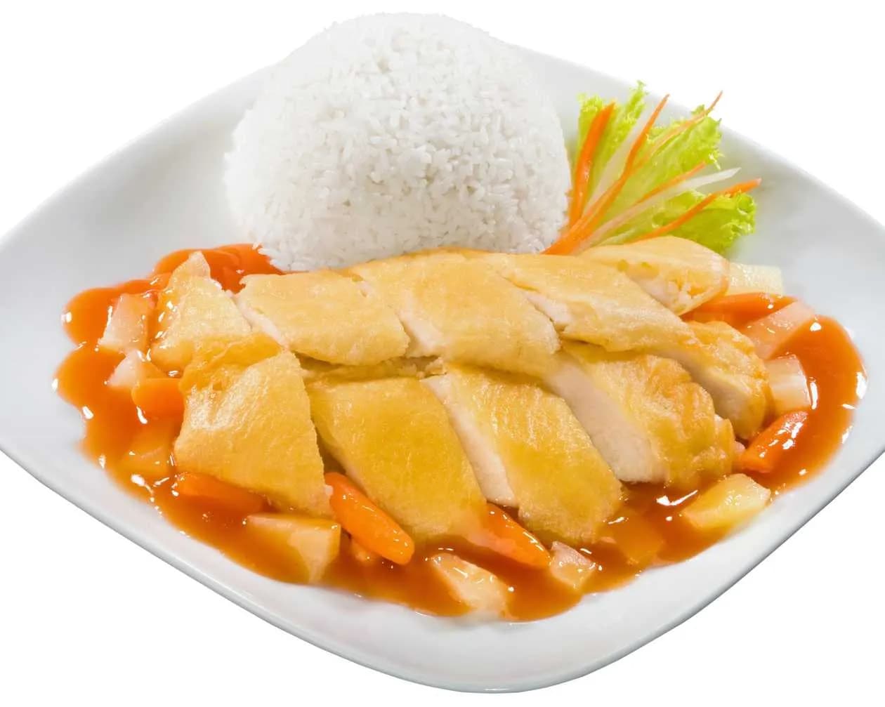 12 Coated Chicken in Sweet and Sour Sauce