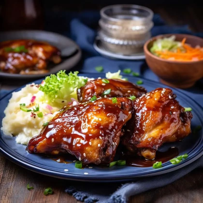 Skrzydełka z puree ziemniaczanym.