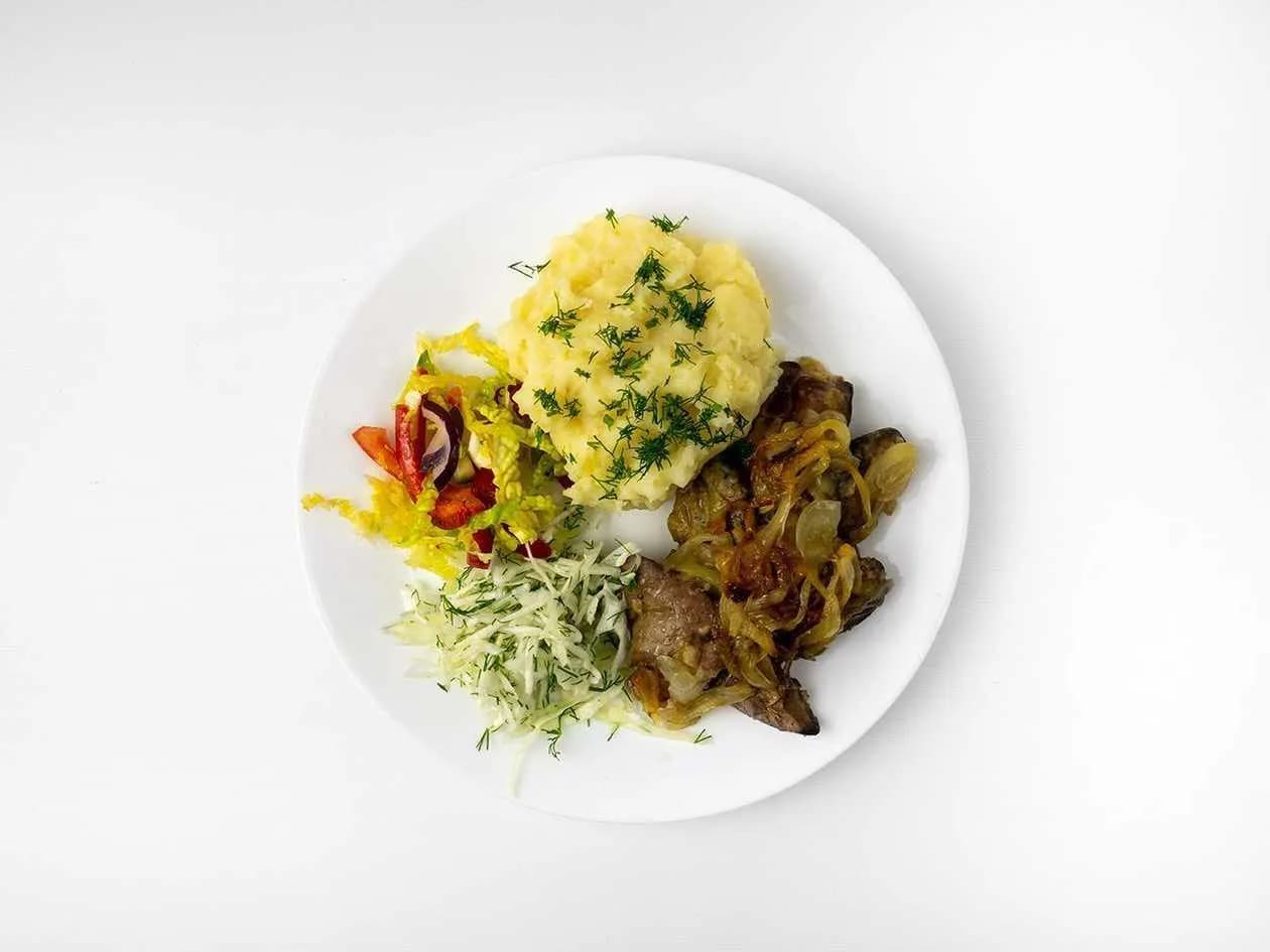 chicken liver with onion potato salad