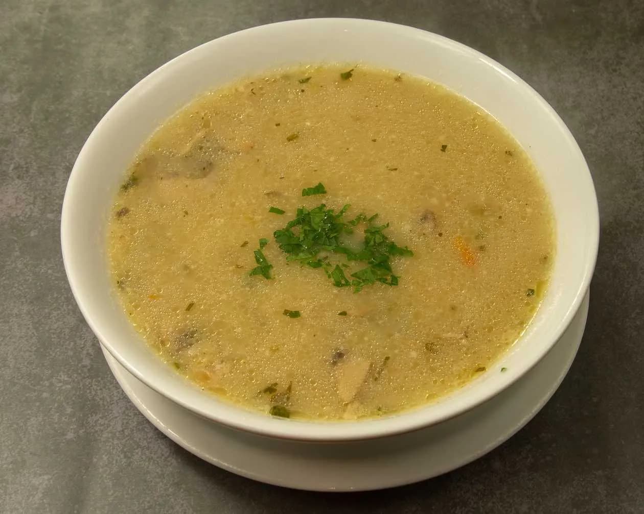Mushroom soup with noodles