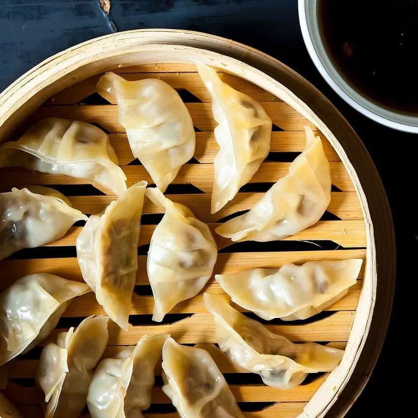 Dumplings with pumpkin, leek and mun mushrooms