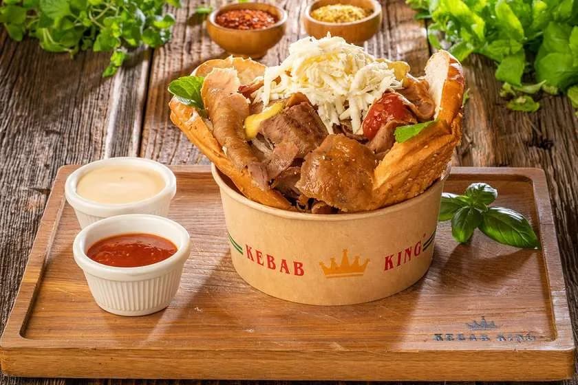 Kebab on Thick Dough and Turkish Cheese