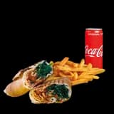 Rollo Kebab Szpinak (średnie), frytki, Coca Cola 0.33l