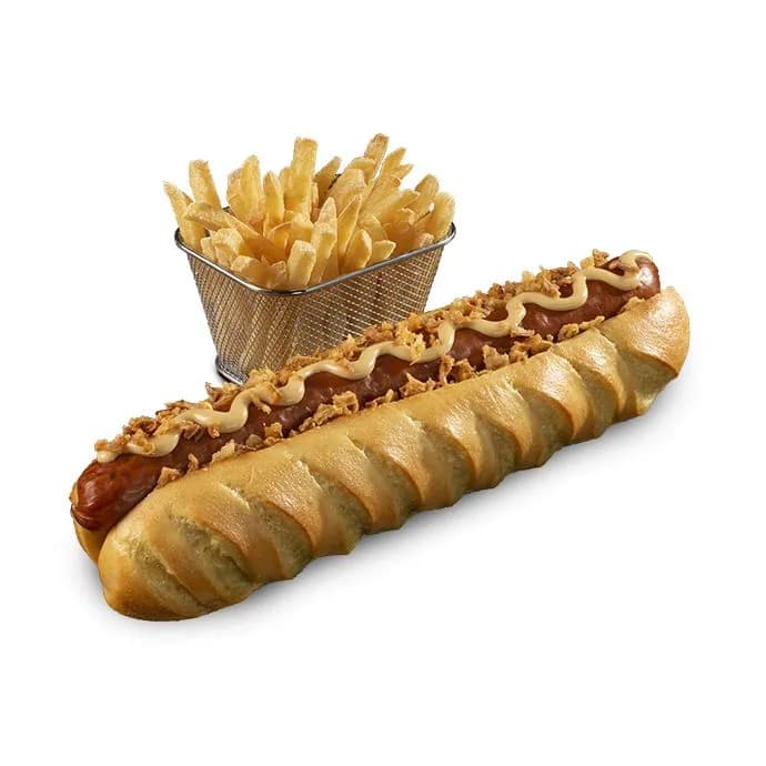 Hot dog Alpejski Bekon +frytki