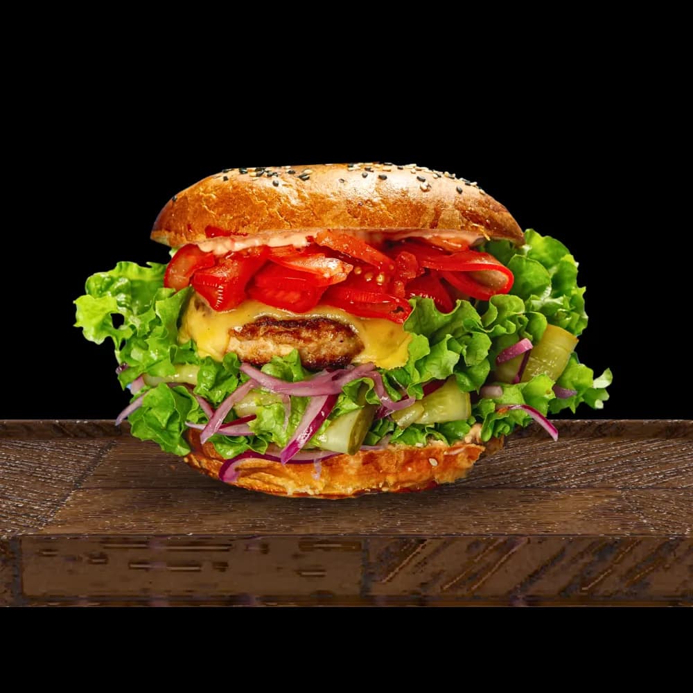 Burger z kurczakiem + frytki