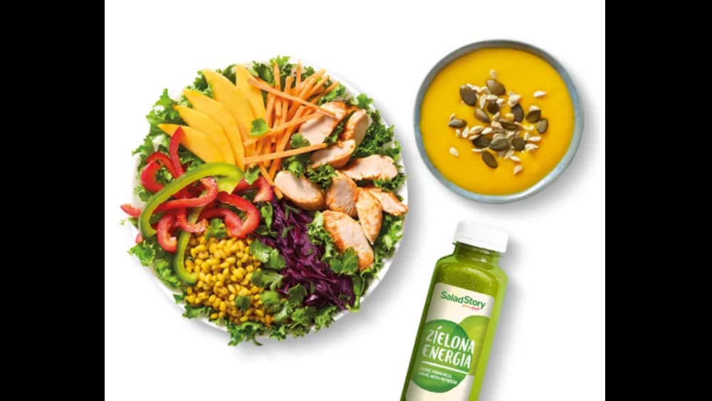 Sałatka Mango Kurczak + Zupa + Sok