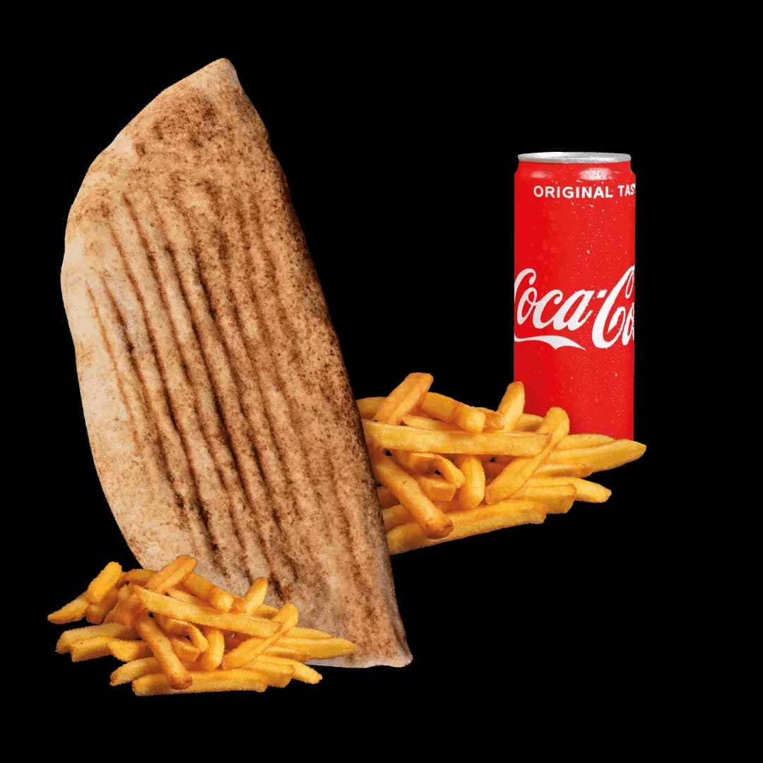 Rollo Amerykańskie wege (średnie), frytki, Coca Cola 0.33l