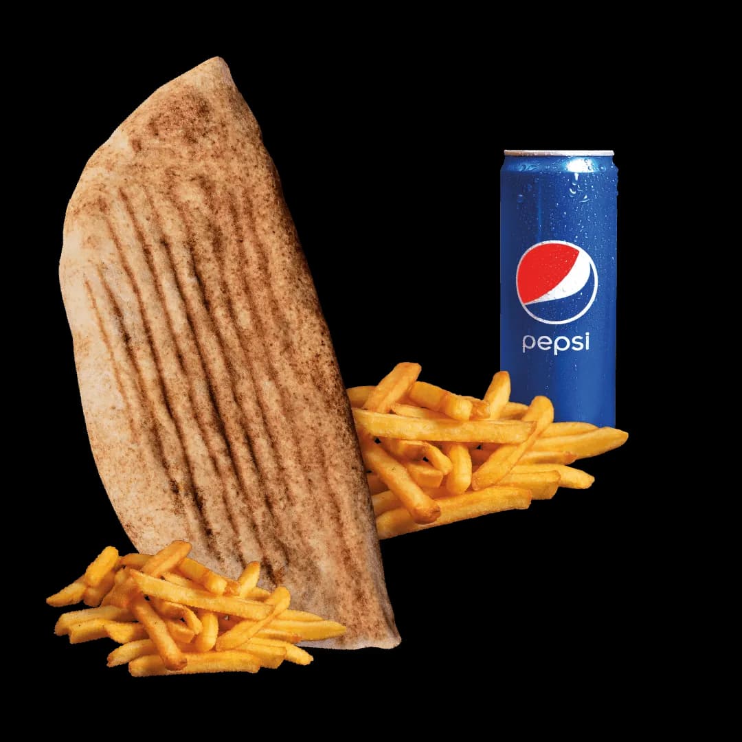 Rollo Amerykańskie wege (średnie), frytki, Pepsi 0.33l