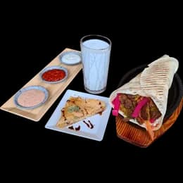 1- ZESTAW Tortilla Falafel Mega (WRAP + AYRAN + BAKLAWA ORZECHOWA)