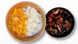 Kurczak czosnek teriyaki+ ryz + surowka