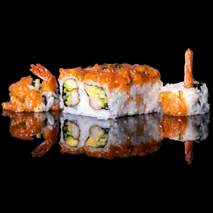 Krewetka w tempurze w tatarze z łososia