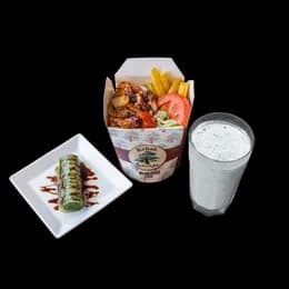 2- ZESTAW Kebab kurczak (DUŻY BOX + AYRAN + BAKLAWA PISTACJOWA)
