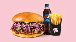 ZESTAW Burger z szarpaną wołowiną