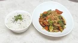 Teriyaki (sojowo miodowy sos) z krewetkami 5szt