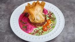 Pieczona sakwa z kozim serem i figą